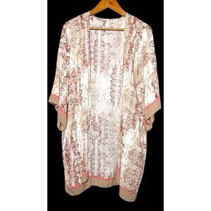 Kimono Boho Soft Cardigan Pink Multi Color‎ Hippie OS Beach Lightweight One Size